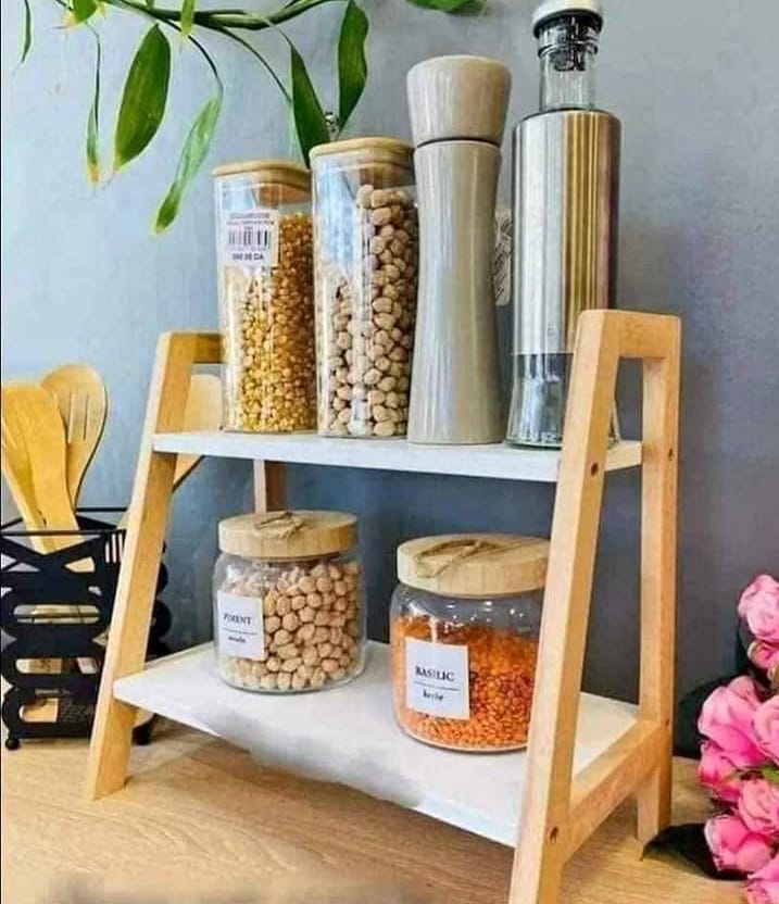 Étagère de Rangement en Bois – 2 Niveaux Pratiques رف تخزين خشبي – مستويان عمليان