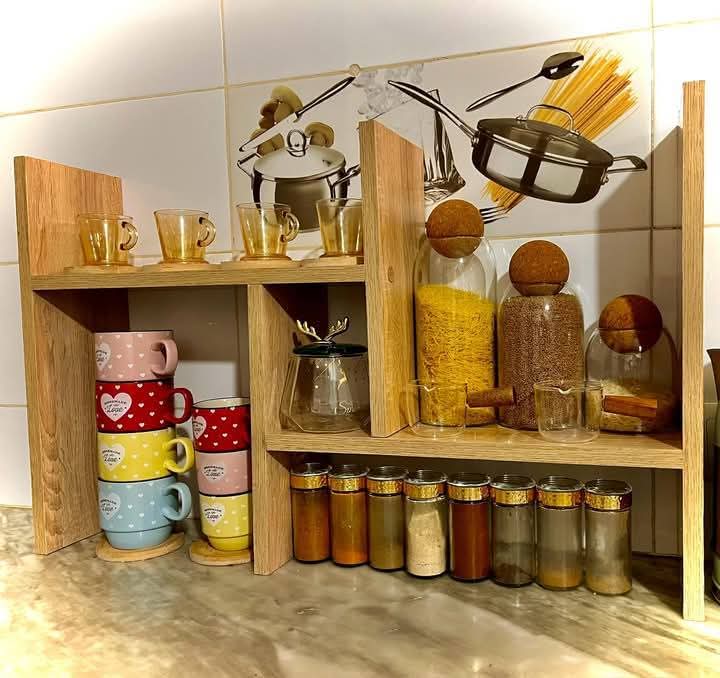Étagère de Cuisine – Rangement pour Sel, Sucre et Épices رف مطبخ – تخزين للملح، السكر والتوابل