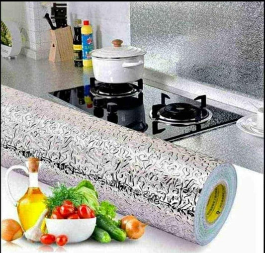 Papier Adhésif Aluminium pour Cuisine – Résistant à la Chaleur et à l'Humidité     ورق لاصق من الألمنيوم للمطبخ – مقاوم للحرارة والرطوبة