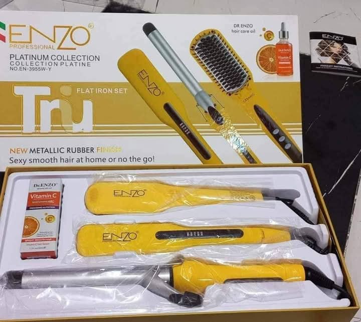 Pack Enzo 3-en-1 – Lisseur, Boucleur et Brosse طقم إنزو 3 في 1 – فرد، تجعيد وفرشاة