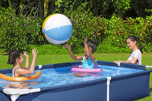 Piscine Tubulaire Rectangulaire – 221 x 150 x 43 cm          مسبح مستطيل بهيكل معدني – 221 × 150 × 43 سم