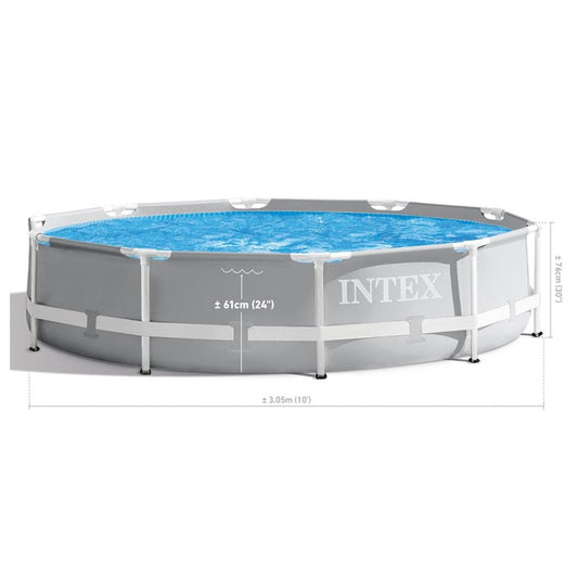 Piscine Tubulaire Ronde Intex Prism Frame Premium – Ø 305 × 76 cm         مسبح دائري هيكلي من إنتكس إنتر لوح Prism Frame – Ø 305 × 76 سم