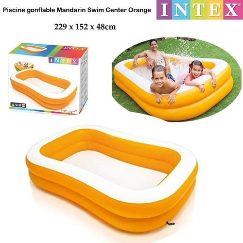 Piscine Gonflable Rectangulaire Intex Mandarin – 229 × 147 × 46 cm         مسبح مستطيل قابل للنفخ للأطفال  – 229 × 147 × 46 سم