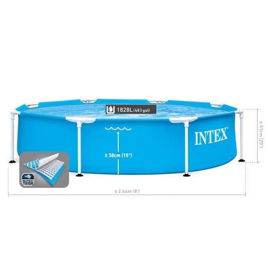 Piscine Tubulaire Ronde Intex – Ø 244 × 51 cm         مسبح دائري هيكلي من إنتكس – Ø 244 × 51 سم