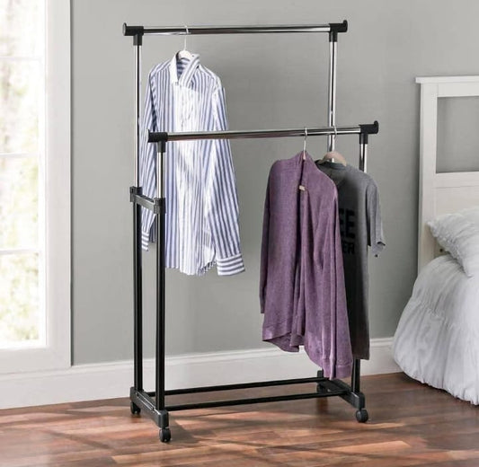 Porte-vêtements à Double Barres – Robuste, Spacieux et Fonctionnel    حامل ملابس بعارضتين – قوي، واسع وعملي