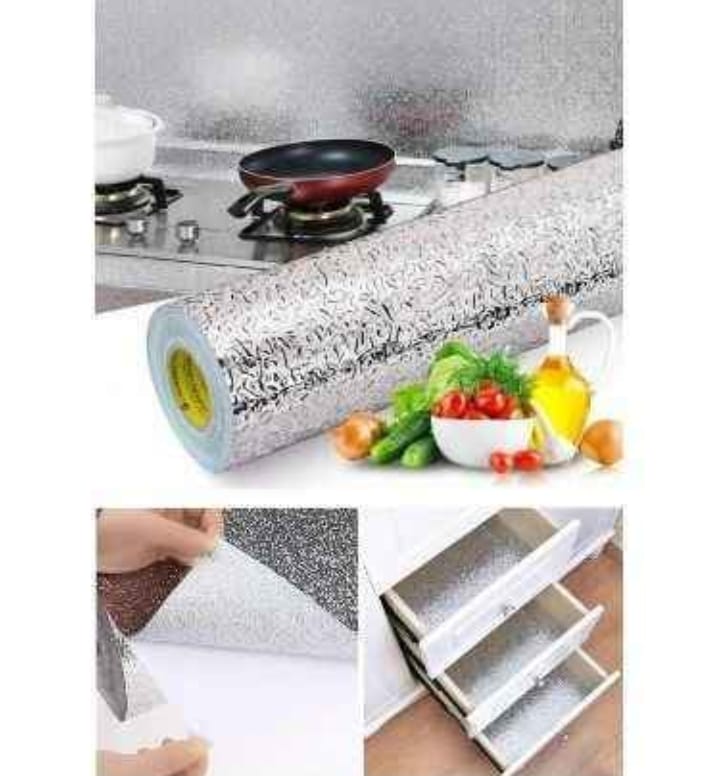 Papier Adhésif Aluminium pour Cuisine – Résistant à la Chaleur et à l'Humidité     ورق لاصق من الألمنيوم للمطبخ – مقاوم للحرارة والرطوبة