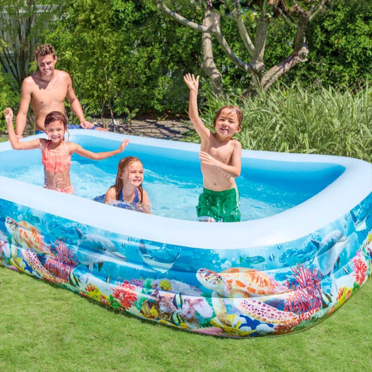 Piscine Gonflable Familiale Intex Tropical – 305 x 183 x 56 cm          مسبح عائلي قابل للنفخ بتصميم استوائي – إنتكس 305 × 183 × 56 سم