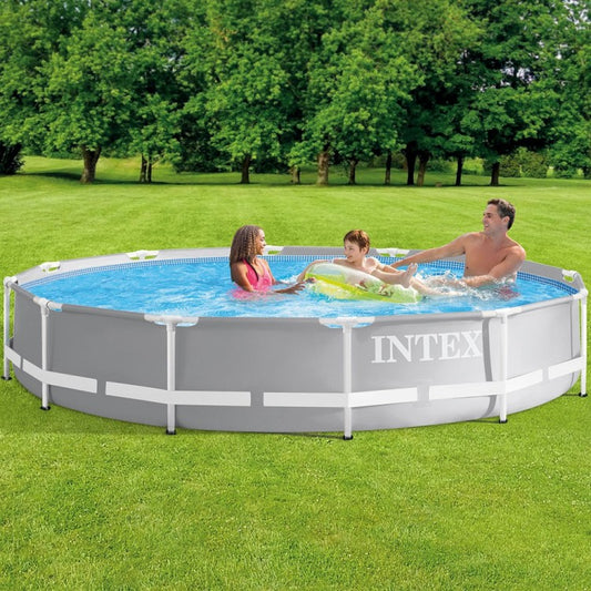Piscine Tubulaire Ronde Intex Prism Frame Premium – Ø 305 × 76 cm         مسبح دائري هيكلي من إنتكس إنتر لوح Prism Frame – Ø 305 × 76 سم