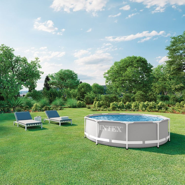 Piscine Tubulaire Ronde Intex Prism Frame Premium – Ø 305 × 76 cm         مسبح دائري هيكلي من إنتكس إنتر لوح Prism Frame – Ø 305 × 76 سم