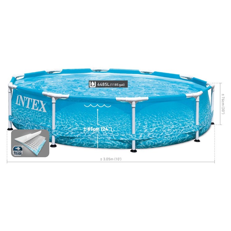 Piscine Tubulaire Ronde Intex Beachside – 305 × 76 cm        مسبح دائري هيكلي من إنتكس – 305 × 76 سم